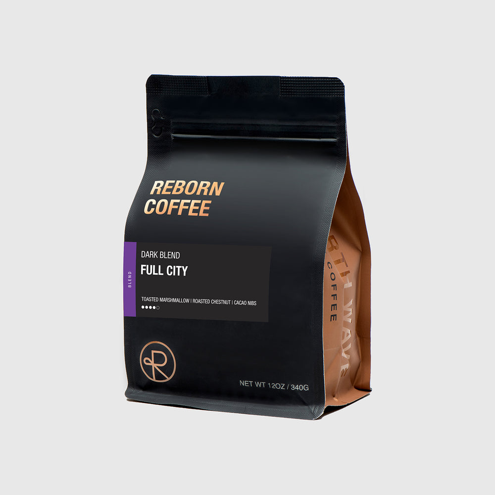 
                  
                    12oz bag of Full City blend Reborn Coffee whole beans.
                  
                