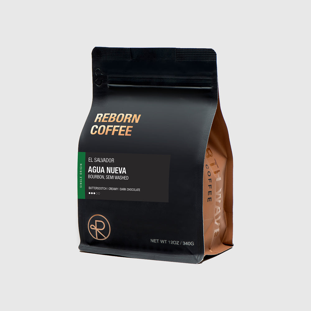 
                  
                    12oz bag of El Salvador, Agua Nueva single origin Reborn Coffee whole beans.
                  
                