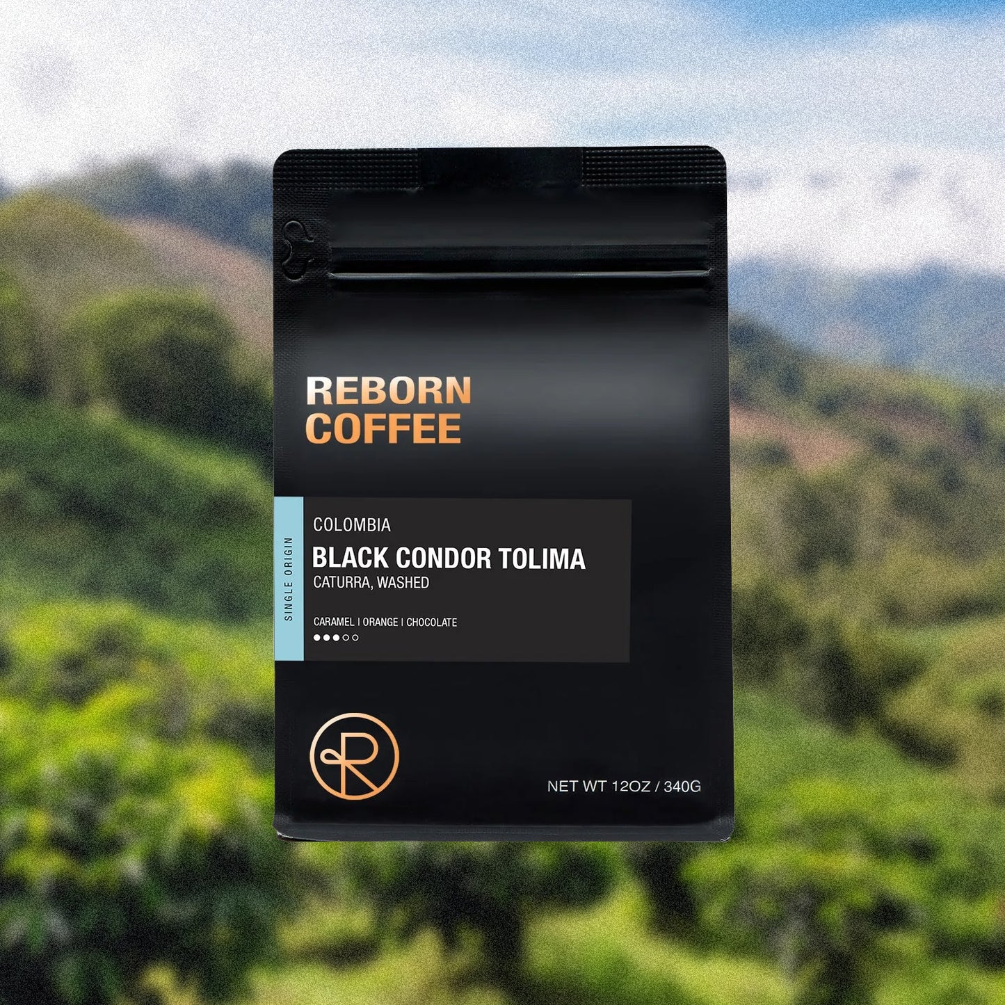 12oz bag of Colombia, Black Condor Tolima single origin Reborn Coffee whole beans