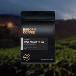 
                  
                    12oz bag of Decaf Colombia, Condor Tolima single origin Reborn Coffee whole beans.
                  
                