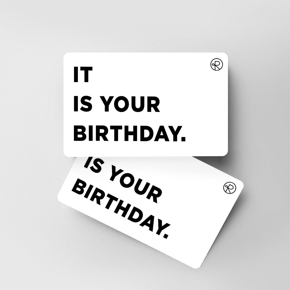 Reborn Coffee Gift Card with text, Happy Birthday, written on front