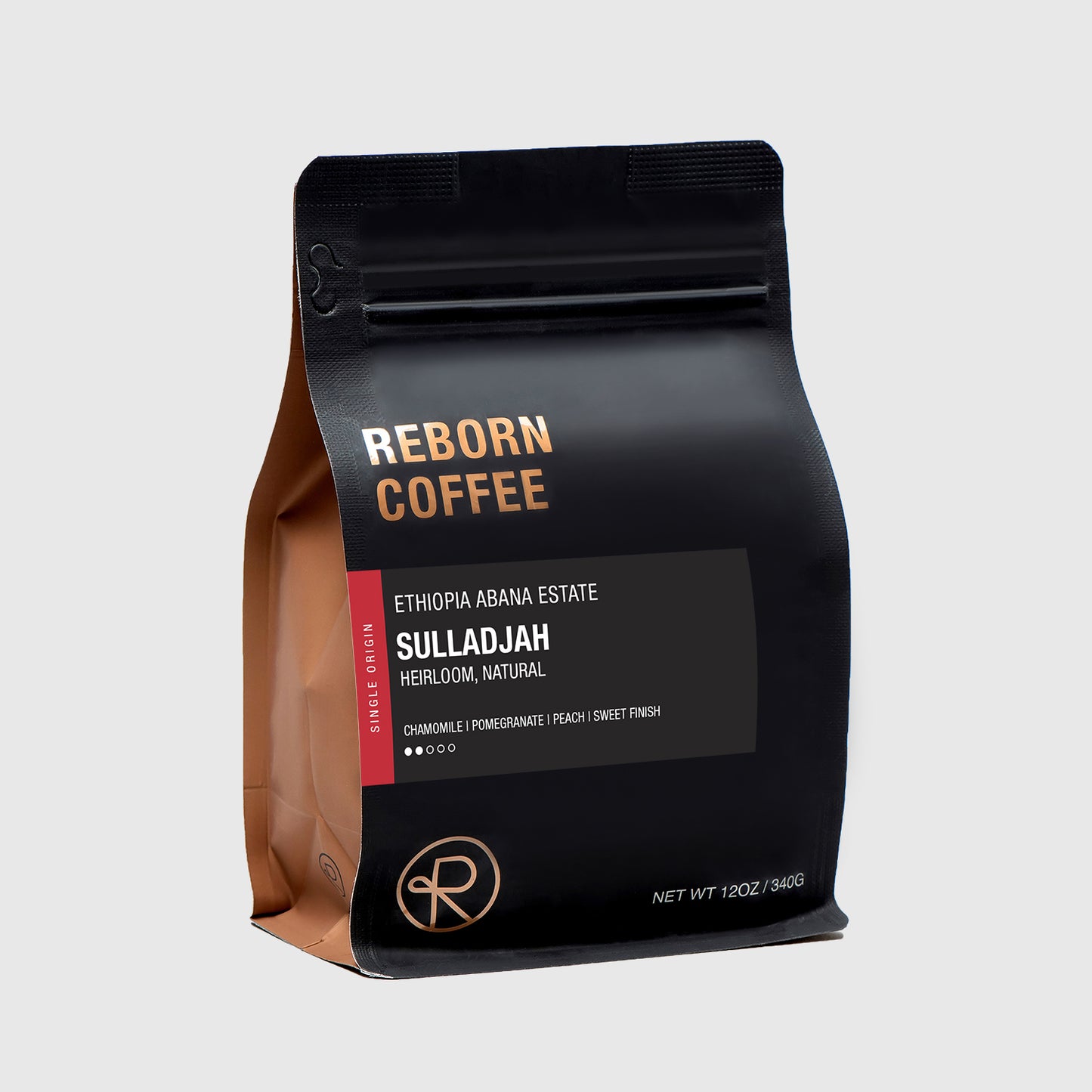 Bag of Ethiopia Sulladjah Single origin whole bean coffee from Reborn Coffee.