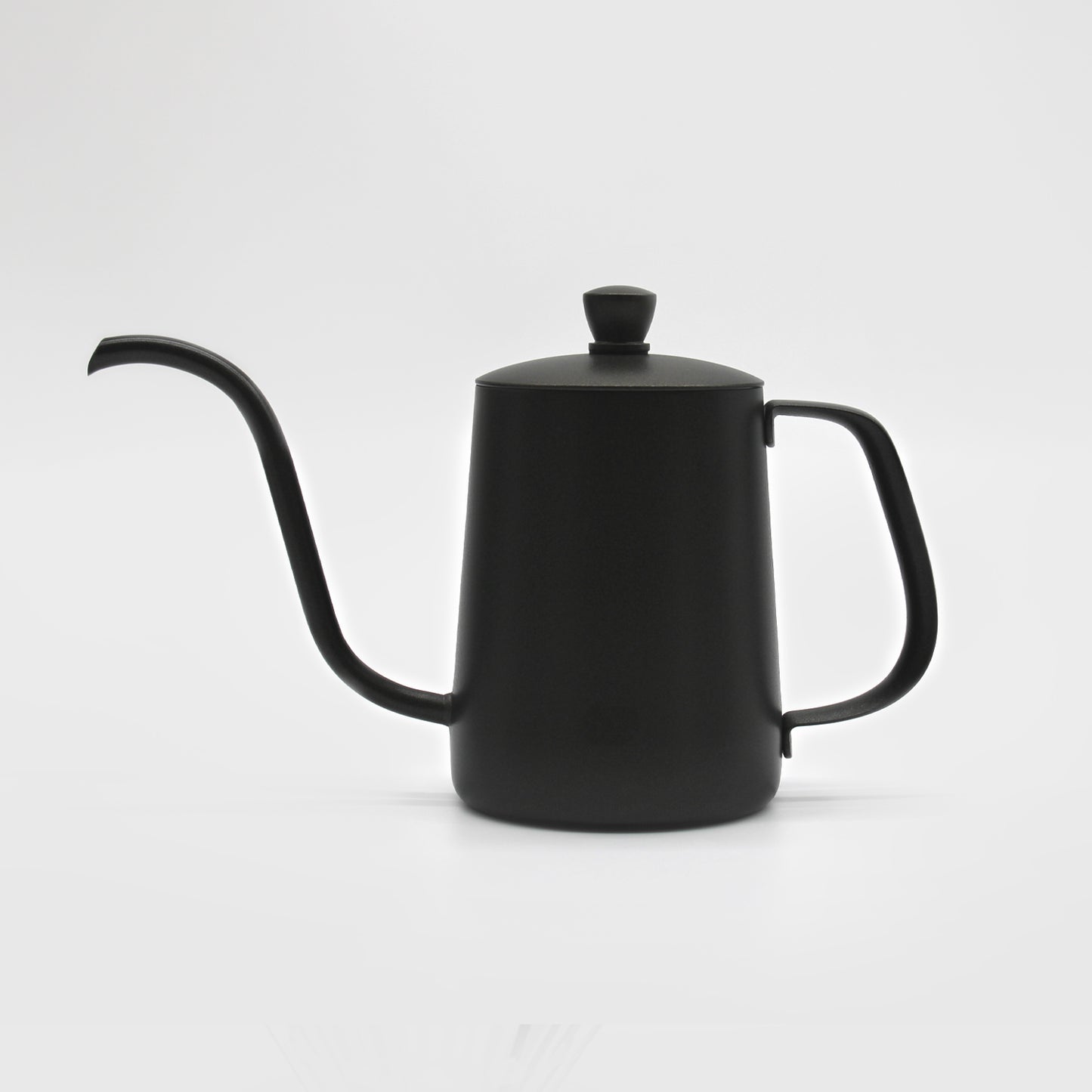 Black, stainless steel Timemore Gooseneck Pour-over kettle with C handle. 1 of 6.