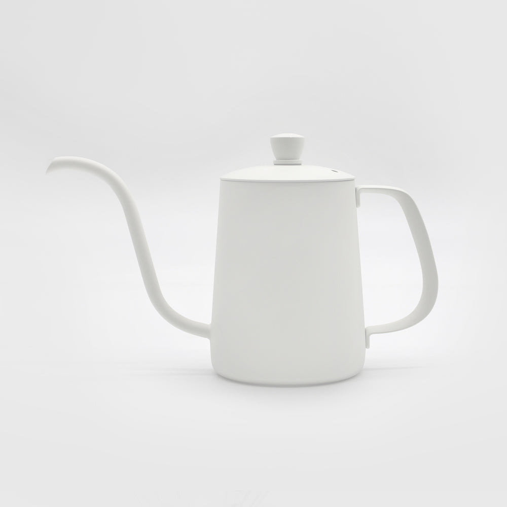 White, stainless steel Timemore Gooseneck Pour-over kettle with C handle. 2 of 6.